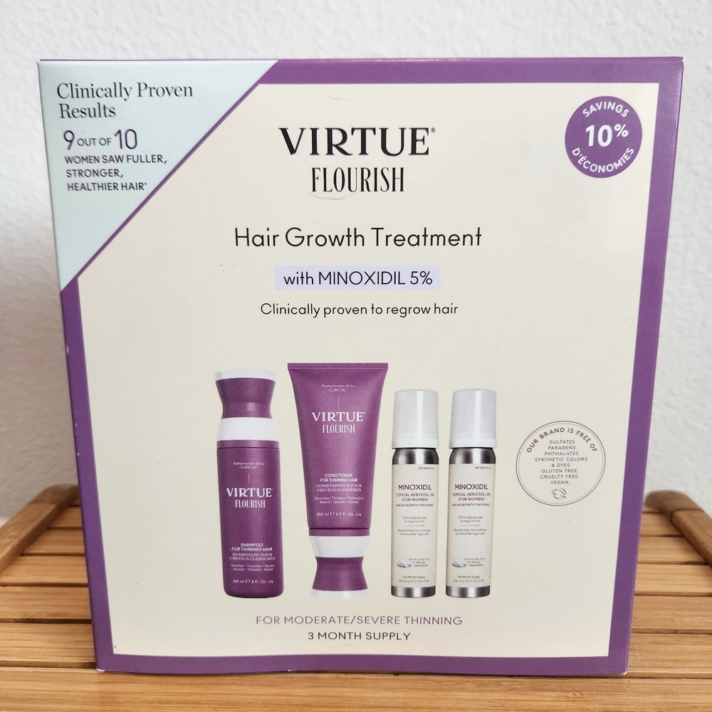 NEW Virtue Flourish Hair Growth Treatment Kit 3 month Supply EXP 02/2026